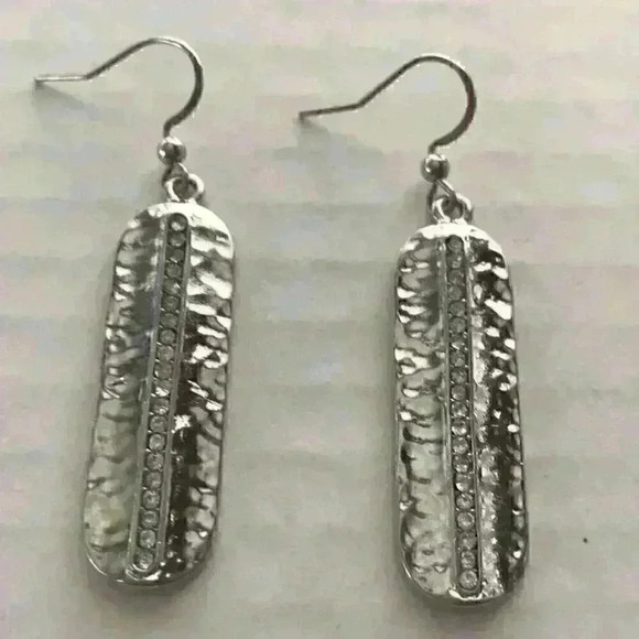 Charter Club new Silver Oval Drop w/ Pave Stones - Picture 8 of 8